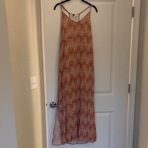 Women's pink Spotted Maxi Dress - Sleeveless Strappy Design